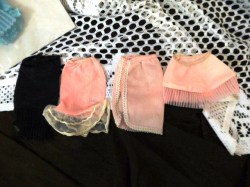 921 CHOICE BARBIE DOLL HALF PINK SLIPS, 1 BLACK SLIP, LABEL, TAP PANTS, BRA CHOICE